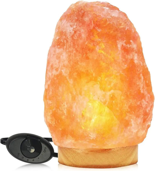 Himalayan Glow HS-1003 Himalayan Hand Carved Crystal Salt Lamp with Wooden Base, 6-7 LBS, Pink