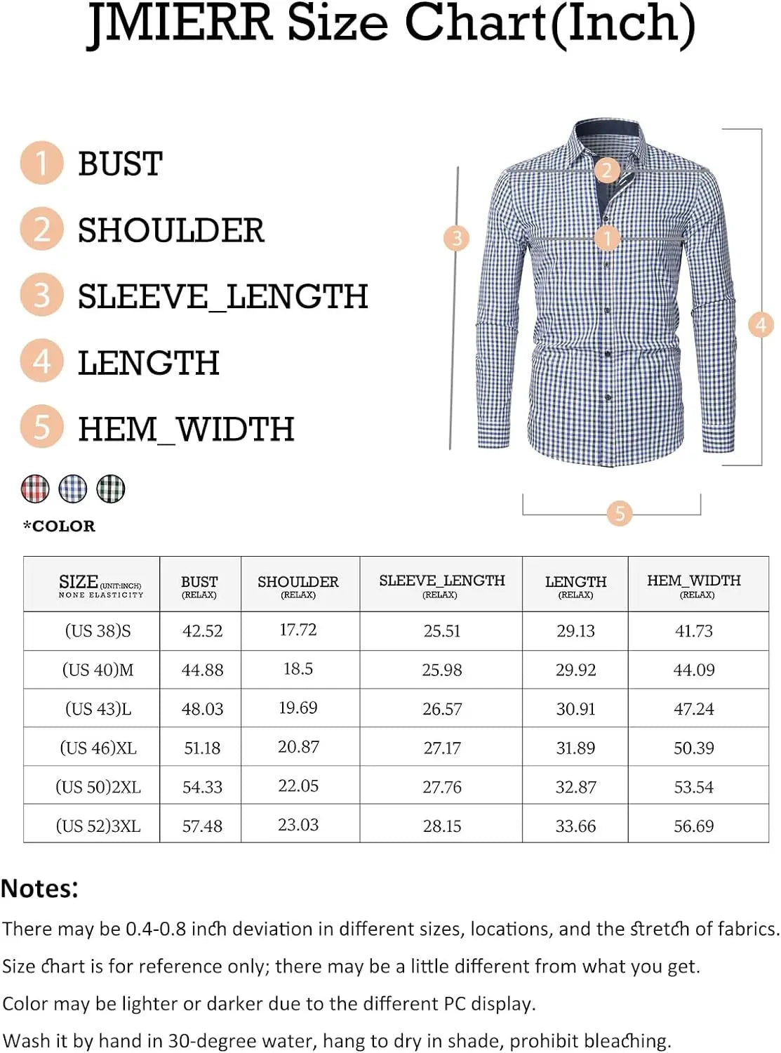 JMIERR Men's Dress Shirts Plaid 100% Cotton Button Down Long Sleeve Regular Fit Formal Business Shirts