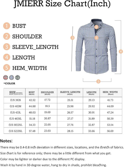 JMIERR Men's Dress Shirts Plaid 100% Cotton Button Down Long Sleeve Regular Fit Formal Business Shirts