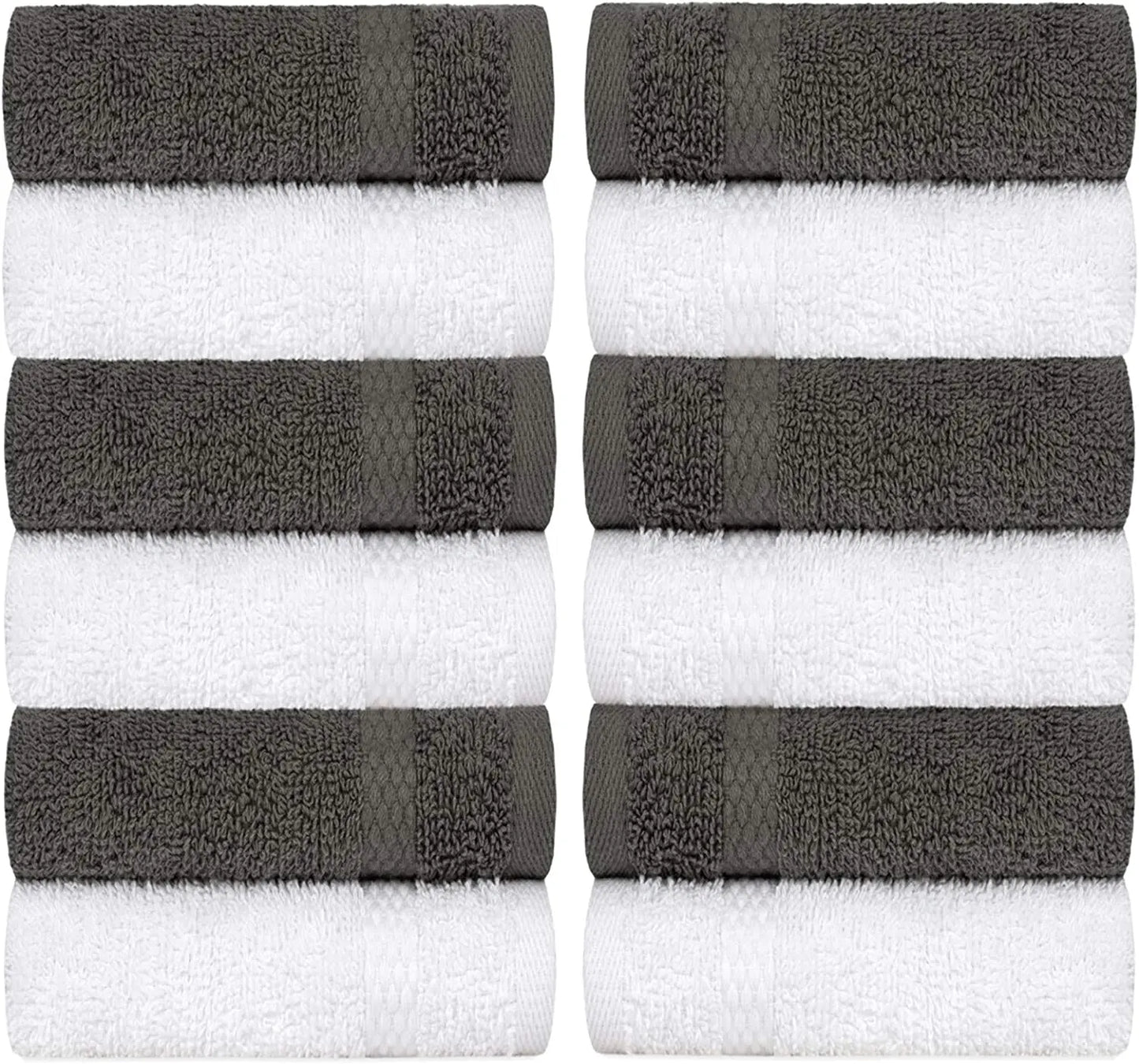 Luxury Spa Cotton Washcloths - Large Bathroom Towels | 12 Pack | White