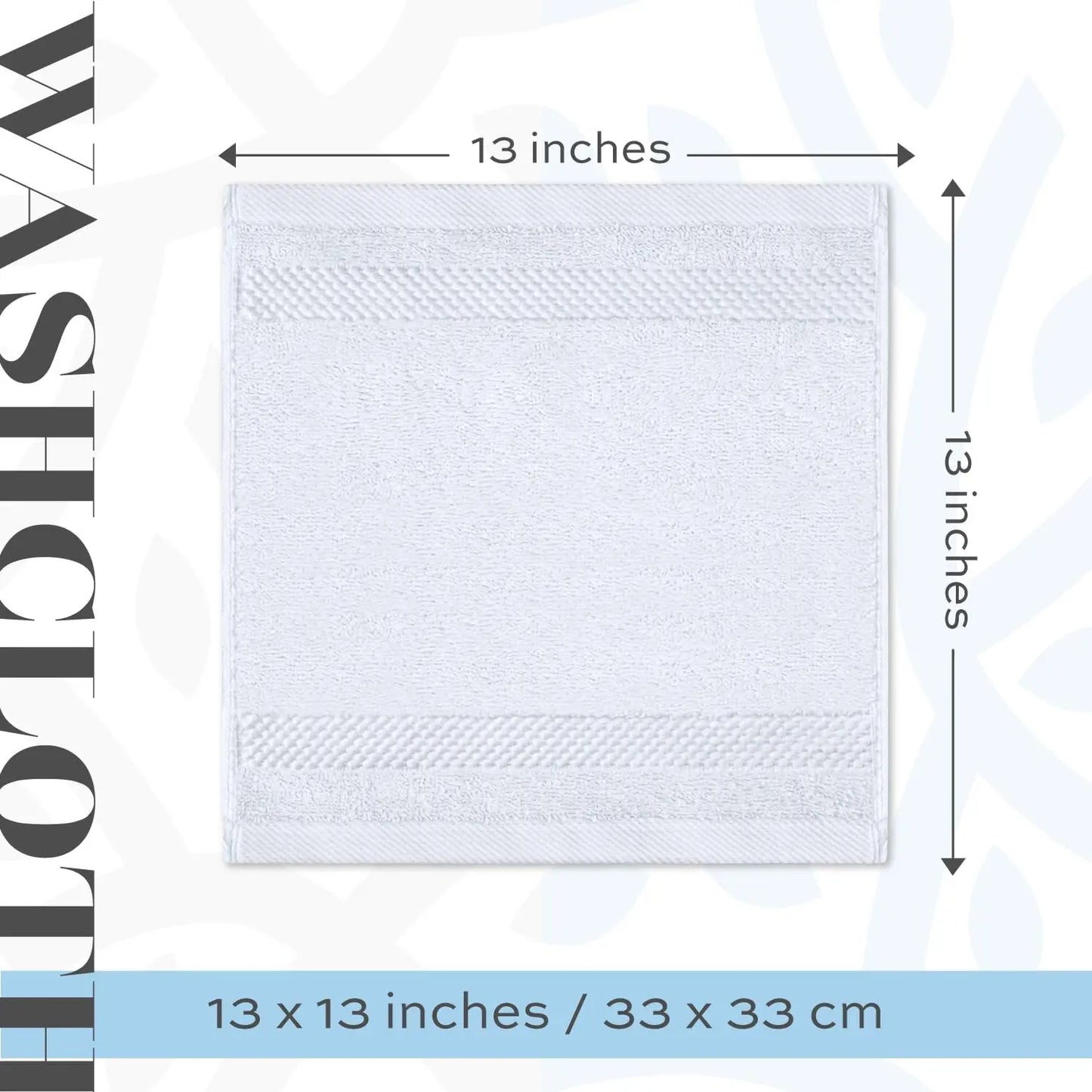 Luxury Spa Cotton Washcloths - Large Bathroom Towels | 12 Pack | White