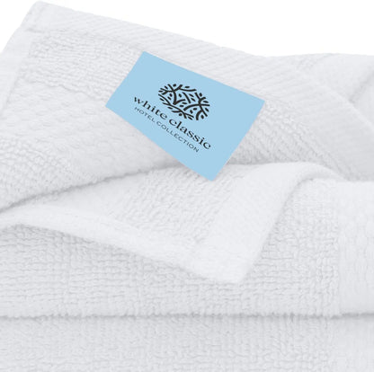 Luxury Spa Cotton Washcloths - Large Bathroom Towels | 12 Pack | White