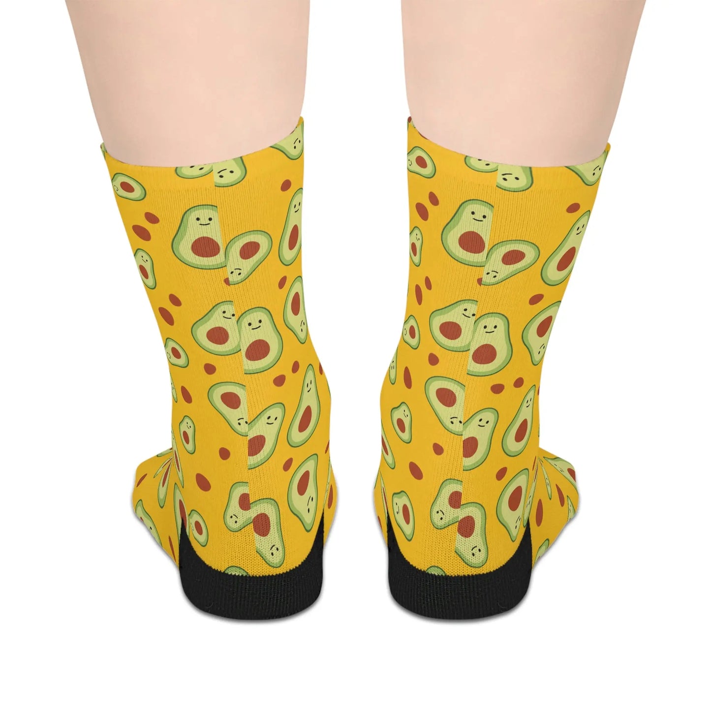 Mid-length Socks - Soft 100% Polyester - Avocado Print Printify