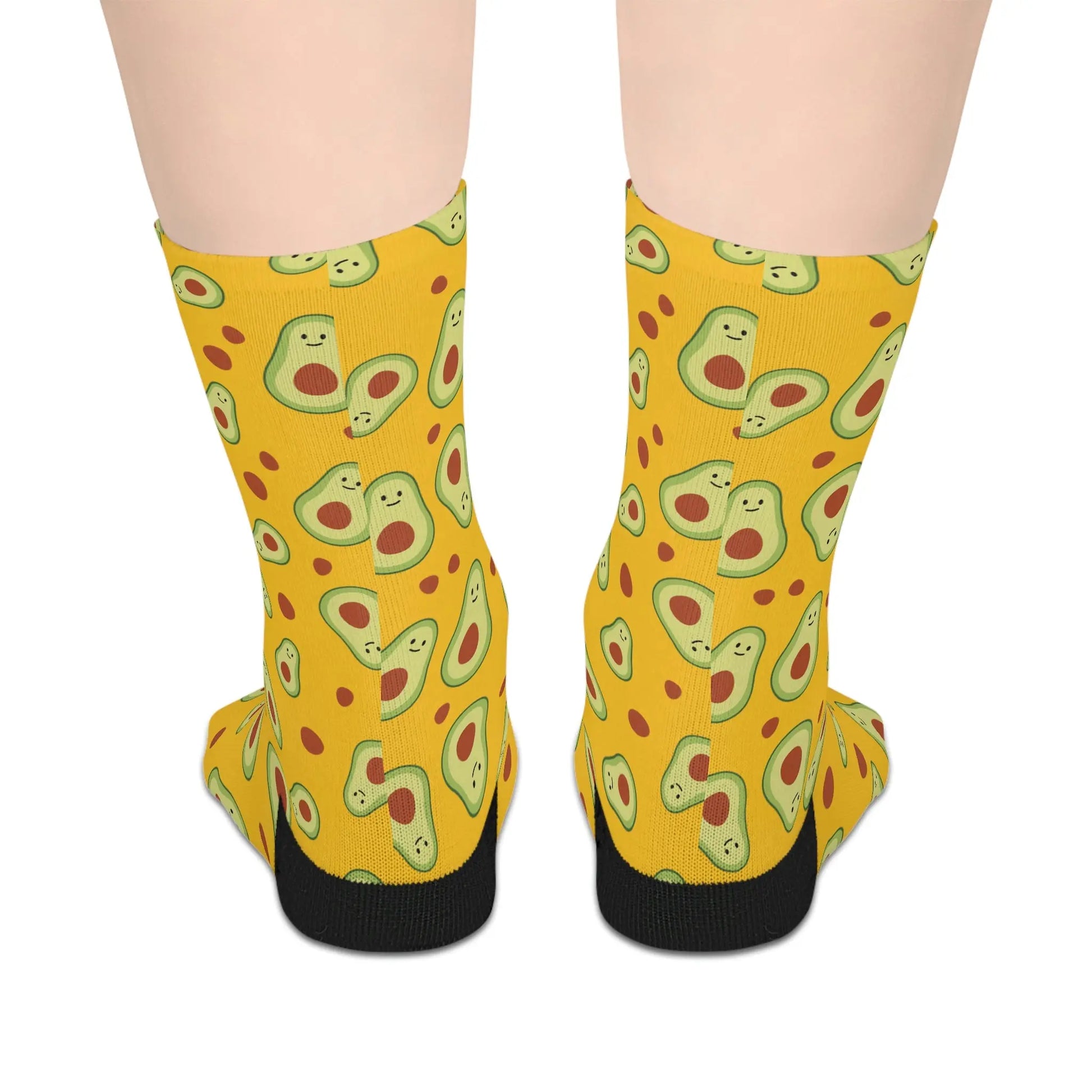 Mid-length Socks - Soft 100% Polyester - Avocado Print Printify