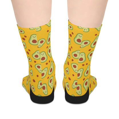 Mid-length Socks - Soft 100% Polyester - Avocado Print Printify