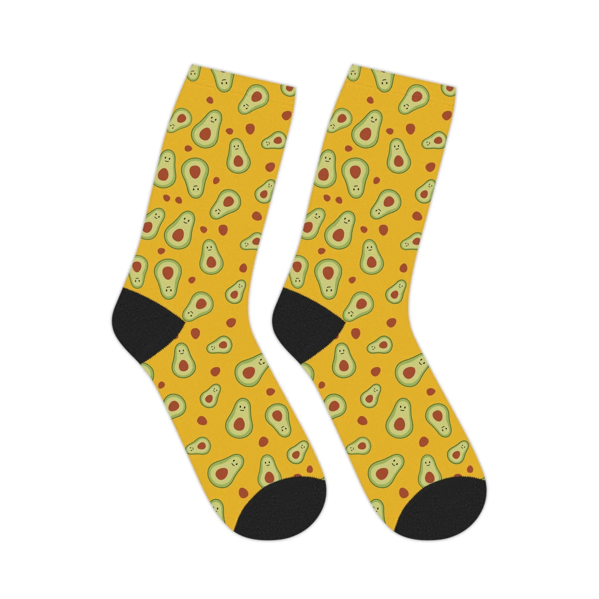 Mid-length Socks - Soft 100% Polyester - Avocado Print Printify