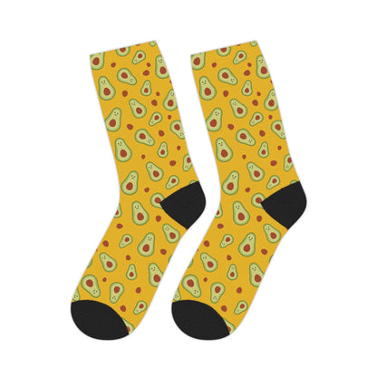 Mid-length Socks - Soft 100% Polyester - Avocado Print Printify