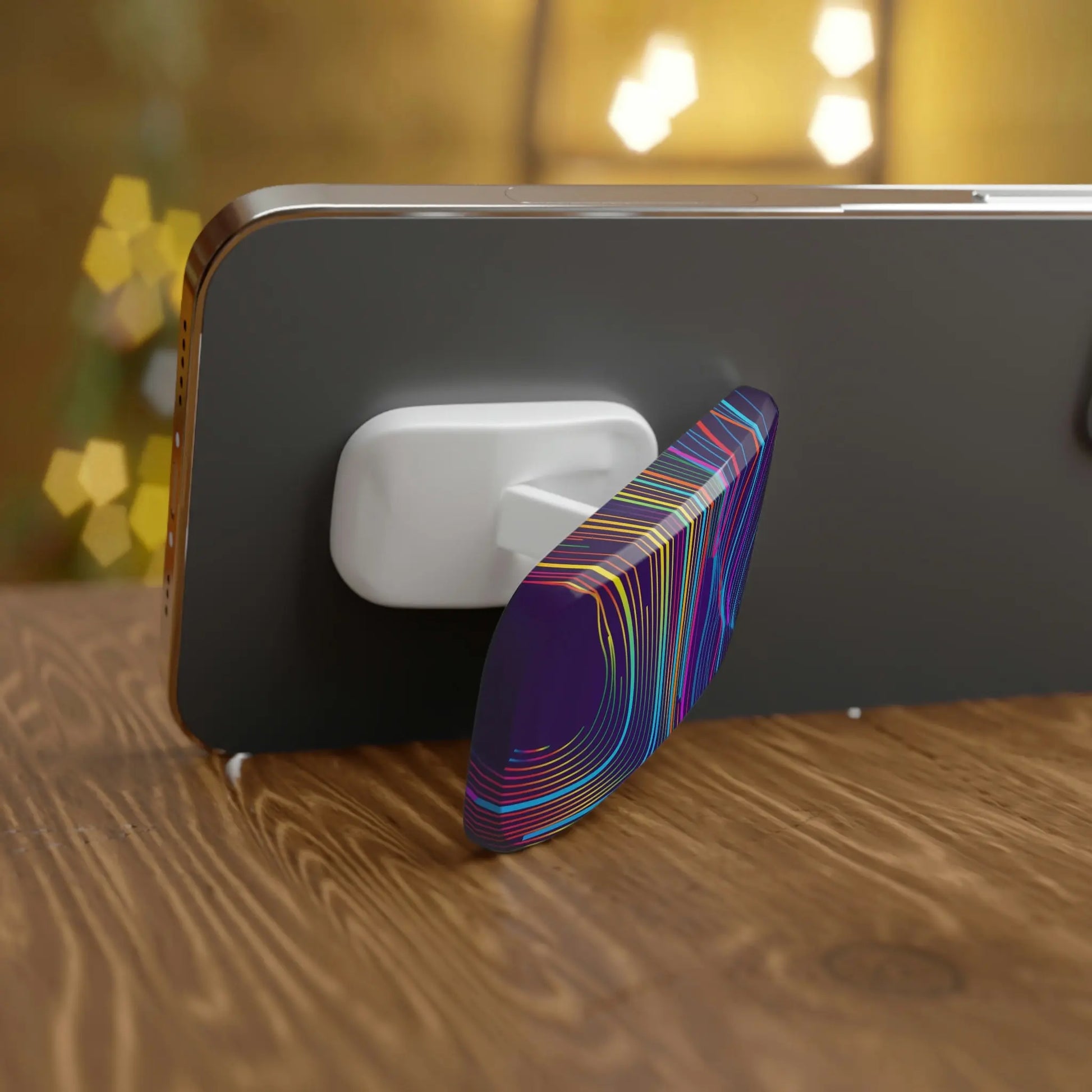 Phone Click-On Grip and Kickstand - Electric Rainbow Printify