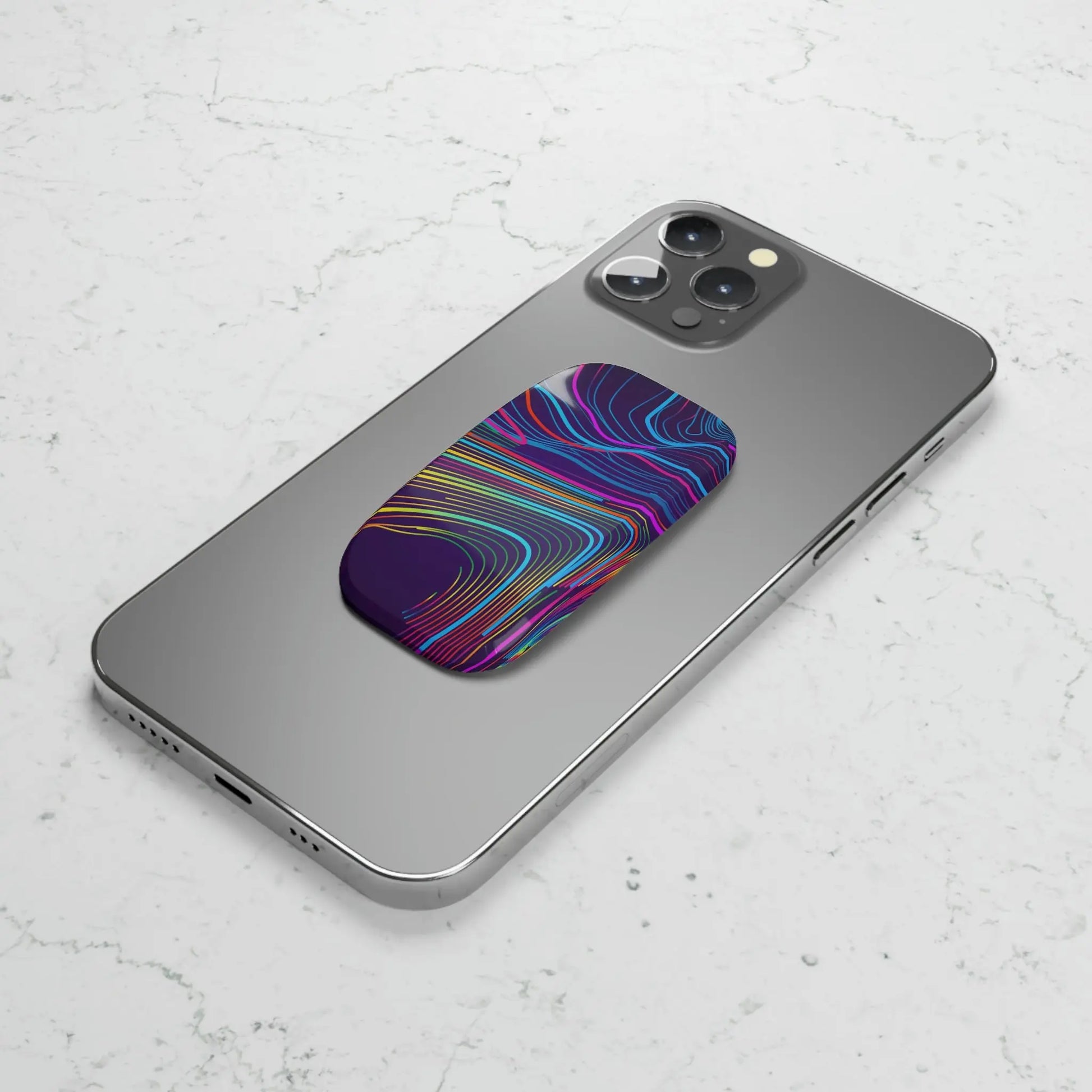 Phone Click-On Grip and Kickstand - Electric Rainbow Printify