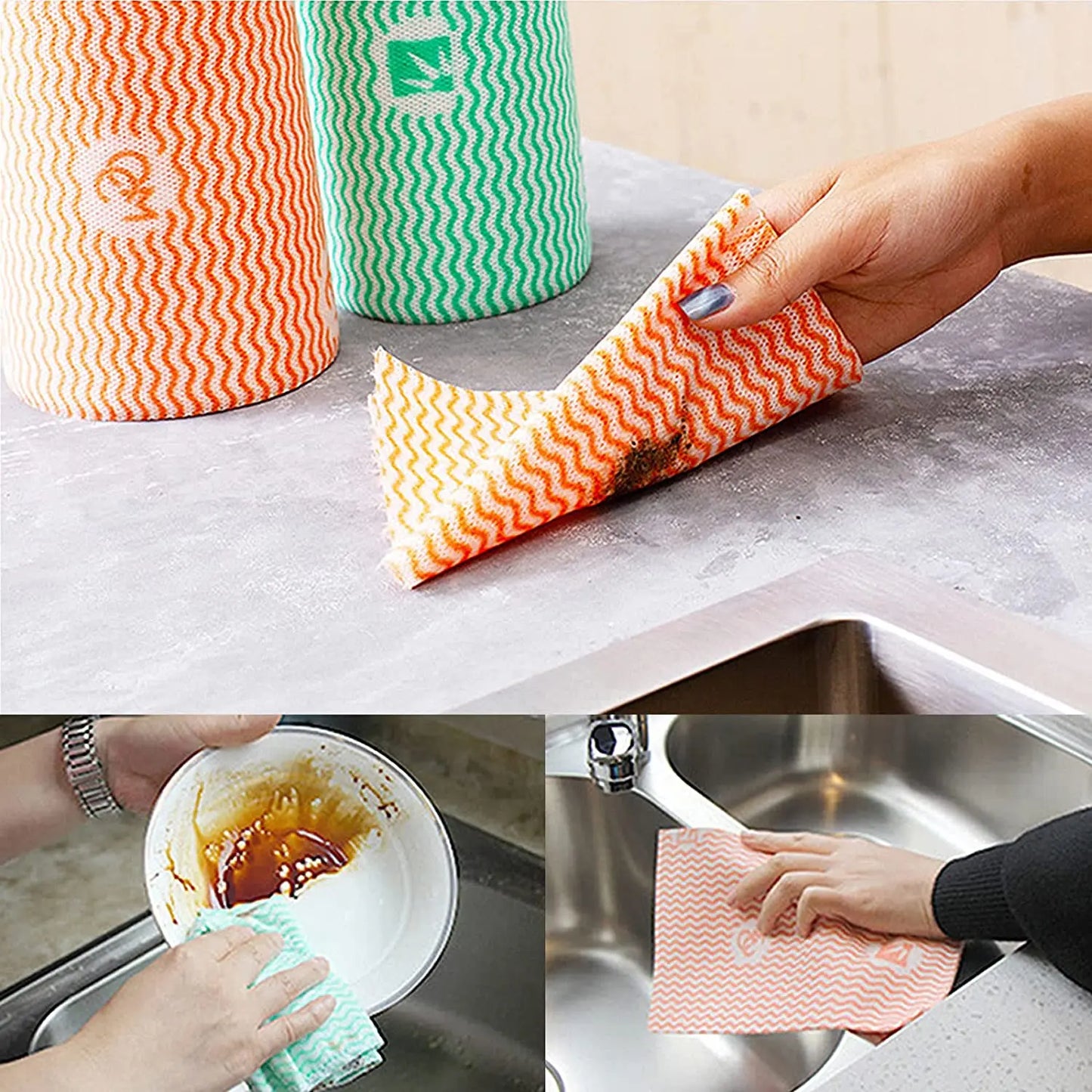 Reusable Bamboo Paper Towels with Oil-Water Separation Technology, 1 Roll = 10 Months Supply - Washable, Recycled, Eco Friendly