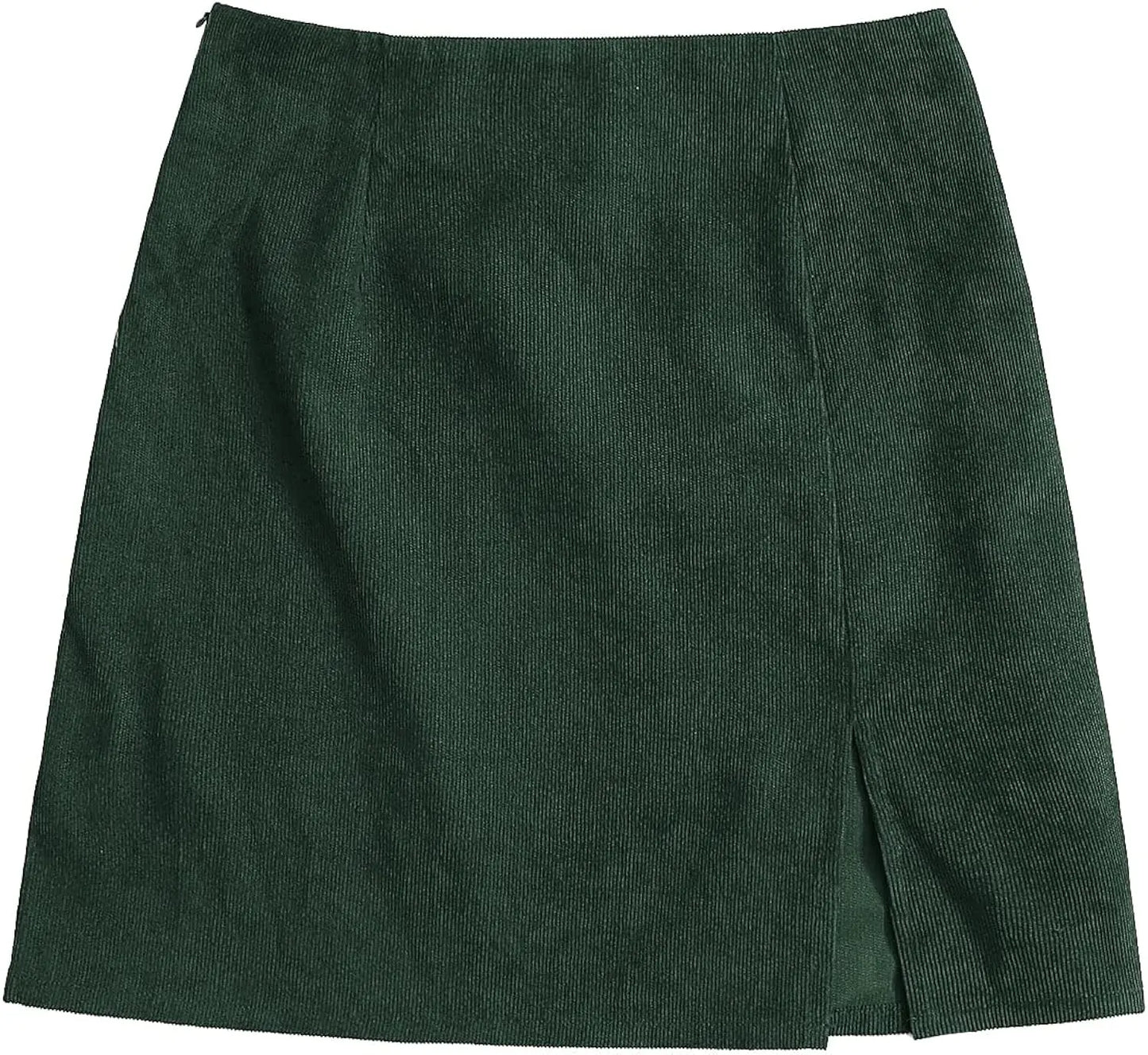 Women's Mid Waist Corduroy A-line Slim fit Button Casual Mini Skirt