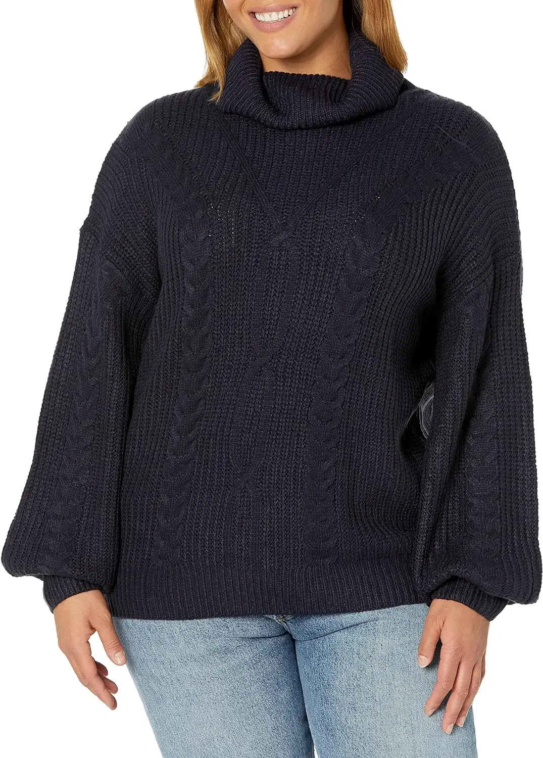 Women's Turtleneck Batwing Sleeve Oversized Chunky Knitted Pullover Sweater