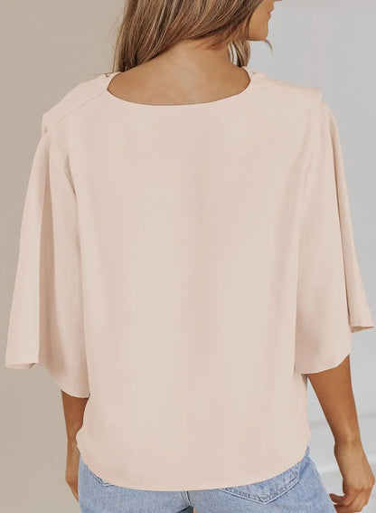 Womens Blouse Short Sleeve Chiffon Top