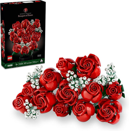 LEGO Icons Bouquet of Roses, Home Décor Artificial Flowers, Gift for Her or Him for Anniversary and Valentine’s Day, Botanical Collection, 10328 Lego